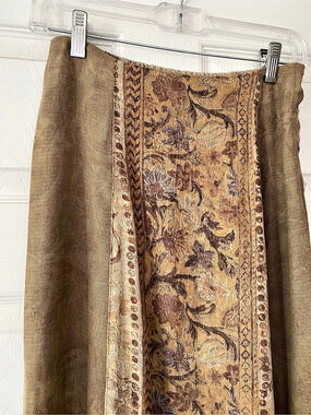 Citron Santa Monica Tapestry Panel Tan Taupe Maxi Skirt Boho Castlecore - Sz S